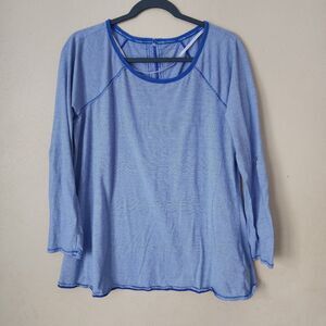Calvin Klein Womens Blue Striped Long Sleeve Top Plus Size 1X Athleisure Casual